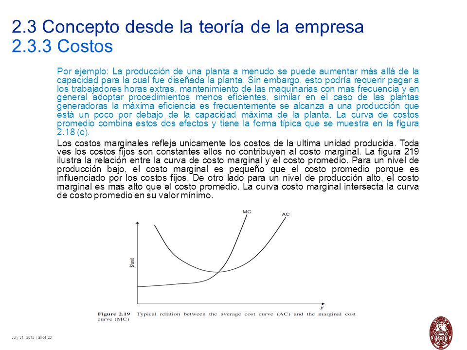 2.3 Concepto desde la teoría de la empresa Costos