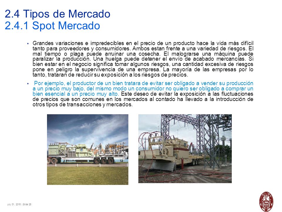 2.4 Tipos de Mercado Spot Mercado