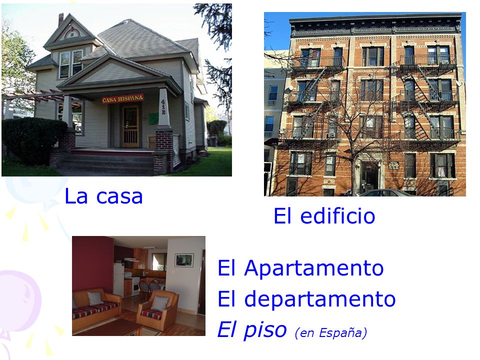La casa El edificio El Apartamento El departamento El piso (en España)