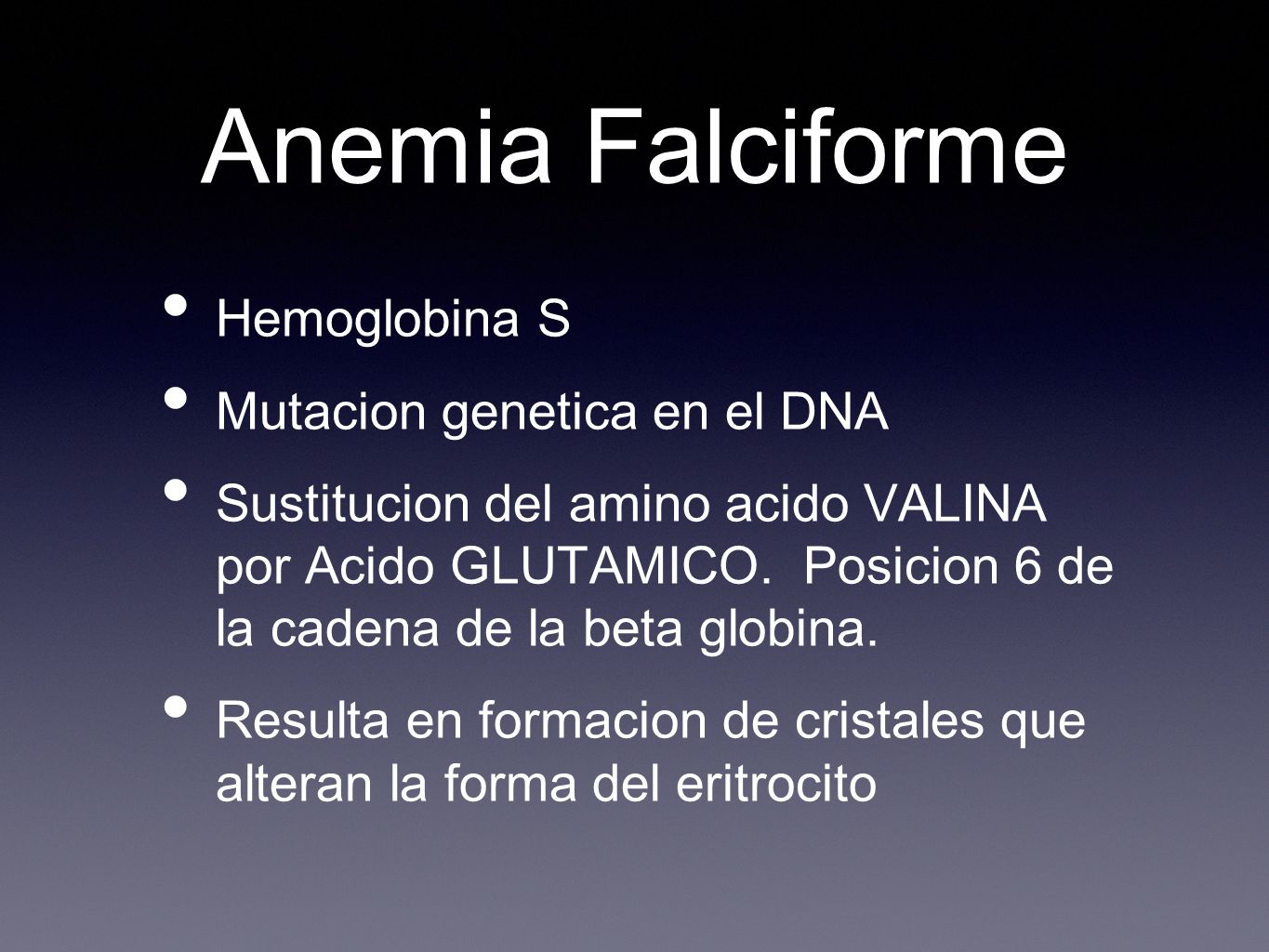 Anemia Falciforme Hemoglobina S Mutacion genetica en el DNA