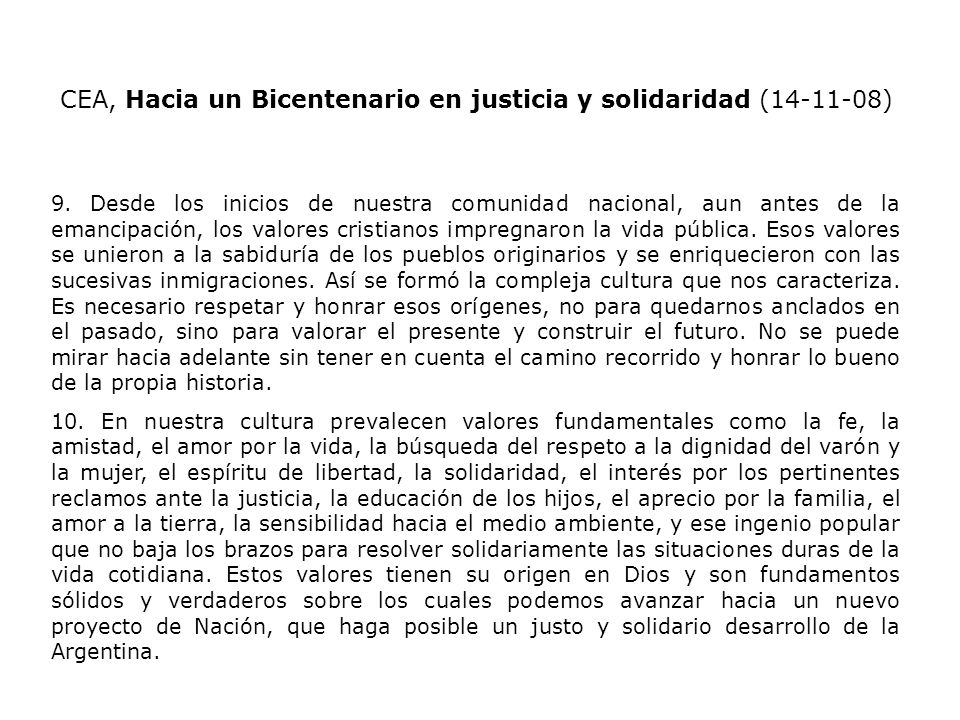 CEA, Hacia un Bicentenario en justicia y solidaridad ( )