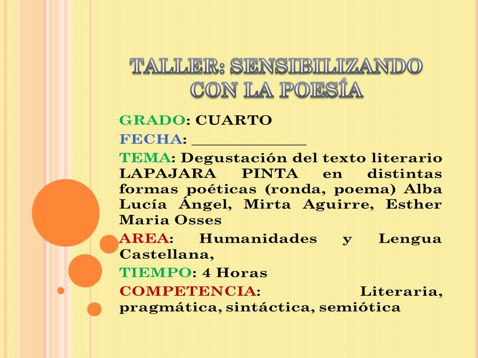 TALLER: SENSIBILIZANDO CON LA POESÍA