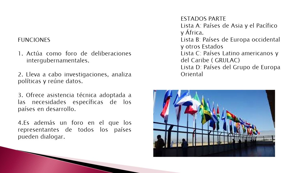 ESTADOS PARTE. Lista A: Países de Asia y el Pacífico y África. Lista B: Países de Europa occidental y otros Estados.