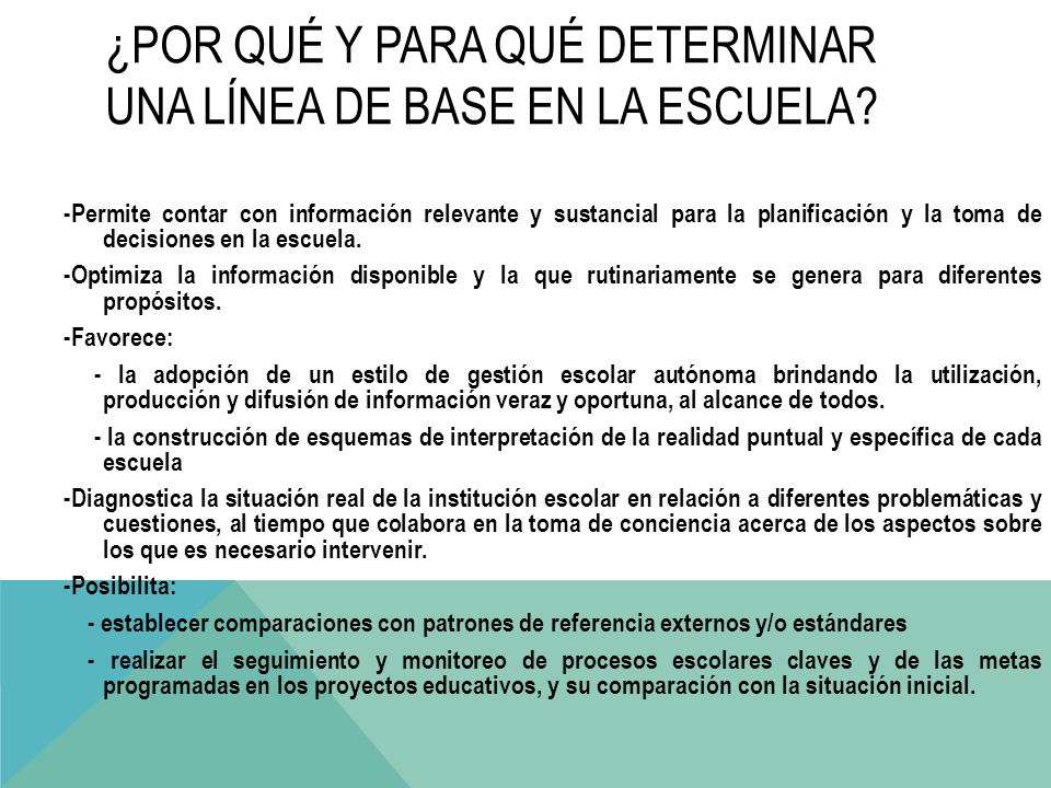 ¿Por qué y para qué determinar una línea de base en la escuela