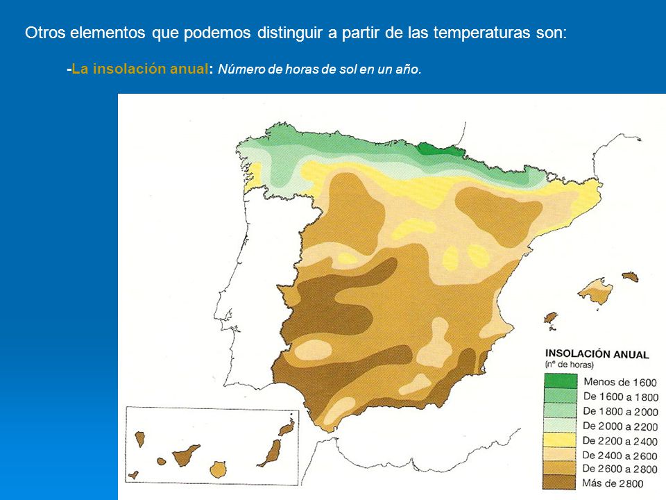 Otros elementos que podemos distinguir a partir de las temperaturas son: