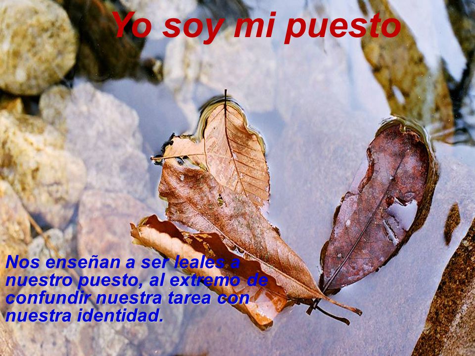 Yo soy mi puesto Nos enseñan a ser leales a nuestro puesto, al extremo de confundir nuestra tarea con nuestra identidad.