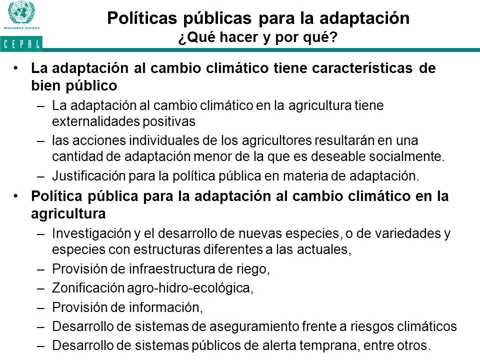 Políticas públicas para la adaptación ¿Qué hacer y por qué