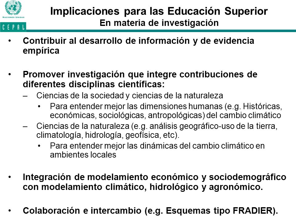 Implicaciones para las Educación Superior En materia de investigación