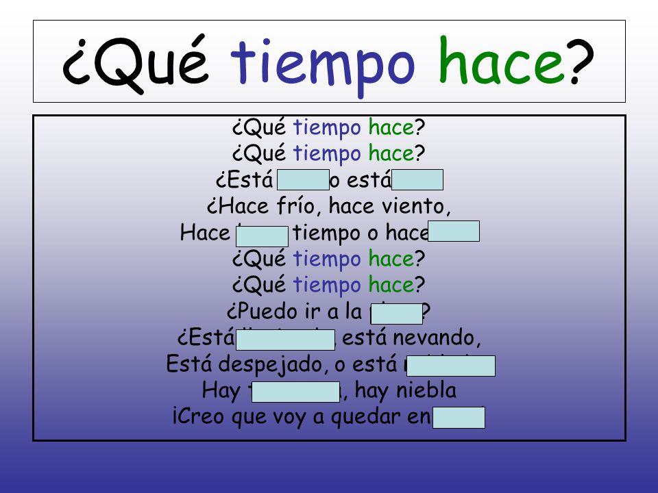 ¿Qué tiempo hace ¿Qué tiempo hace ¿Está bien o está mal