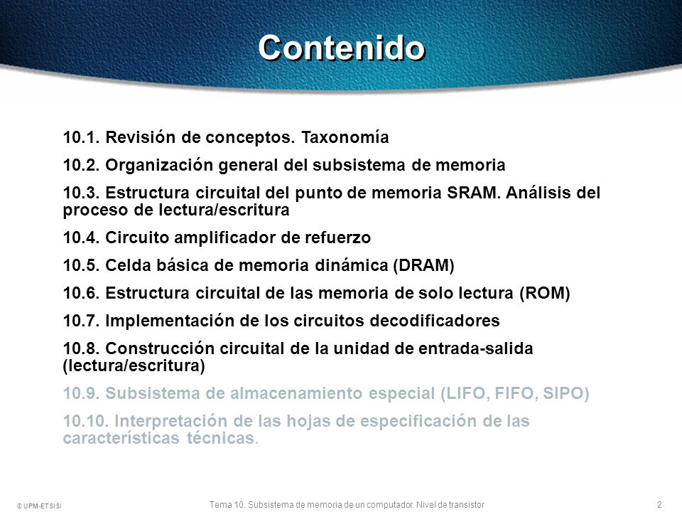 Contenido Los puntos 10.9 y no se dan.