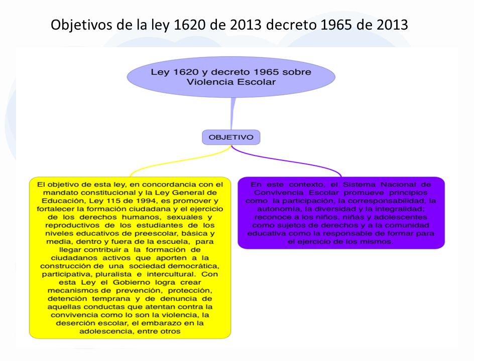 Objetivos de la ley 1620 de 2013 decreto 1965 de 2013