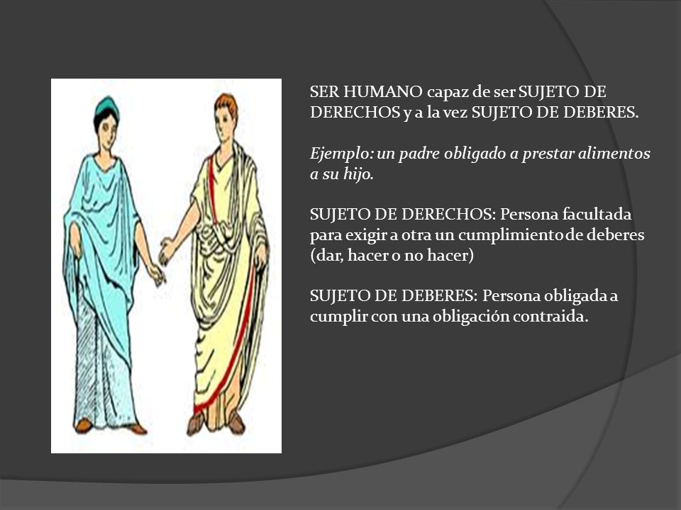 SER HUMANO capaz de ser SUJETO DE DERECHOS y a la vez SUJETO DE DEBERES.