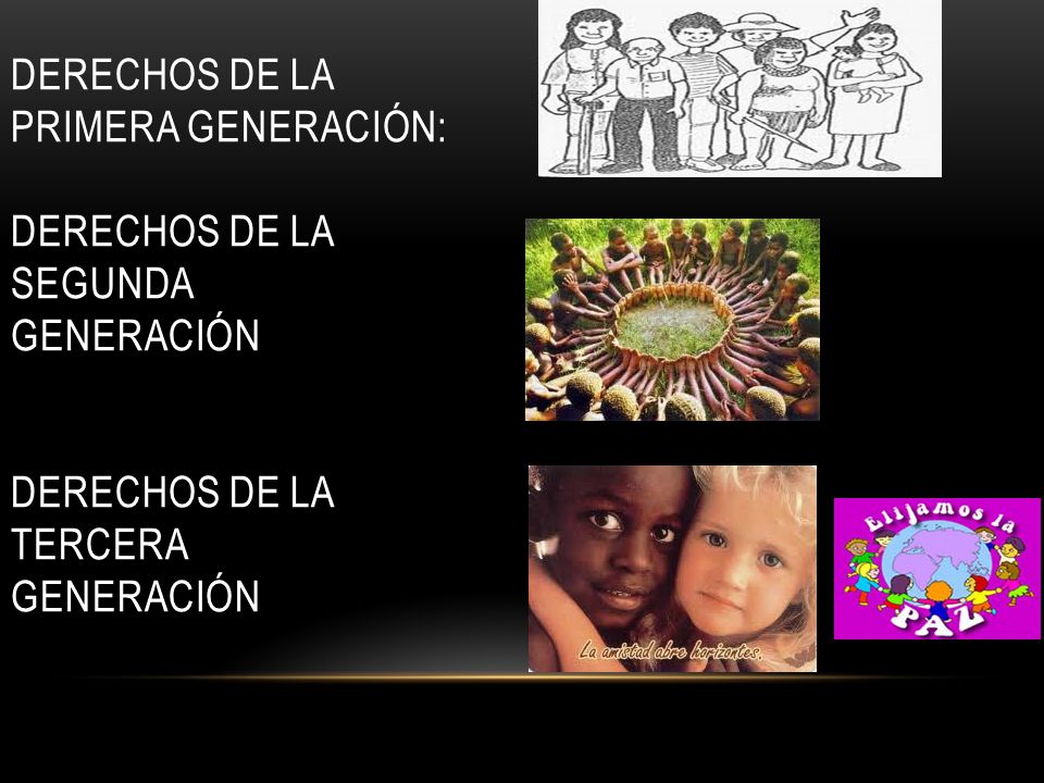 DERECHOS DE LA PRIMERA GENERACIÓN: DERECHOS DE LA SEGUNDA GENERACIÓN DERECHOS DE LA TERCERA GENERACIÓN