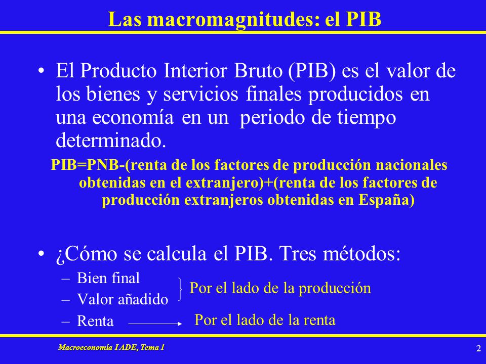 Las macromagnitudes: el PIB