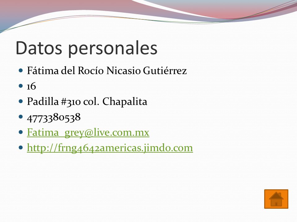 Datos personales Fátima del Rocío Nicasio Gutiérrez 16