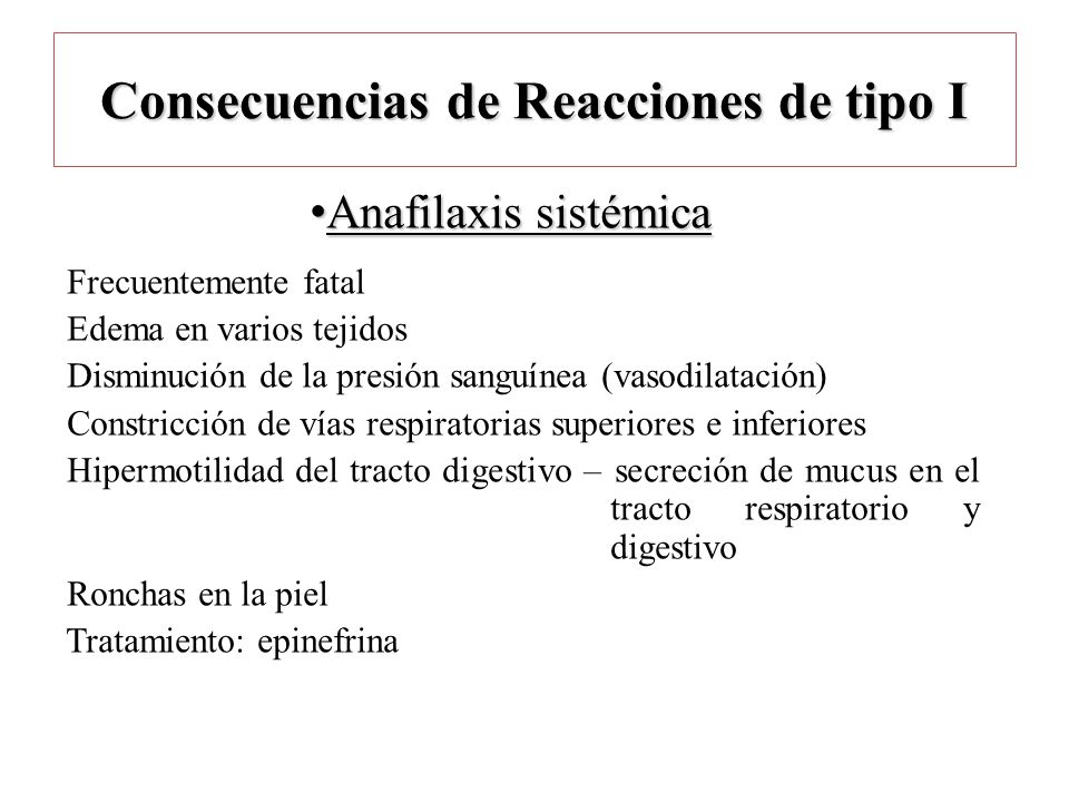 Consecuencias de Reacciones de tipo I
