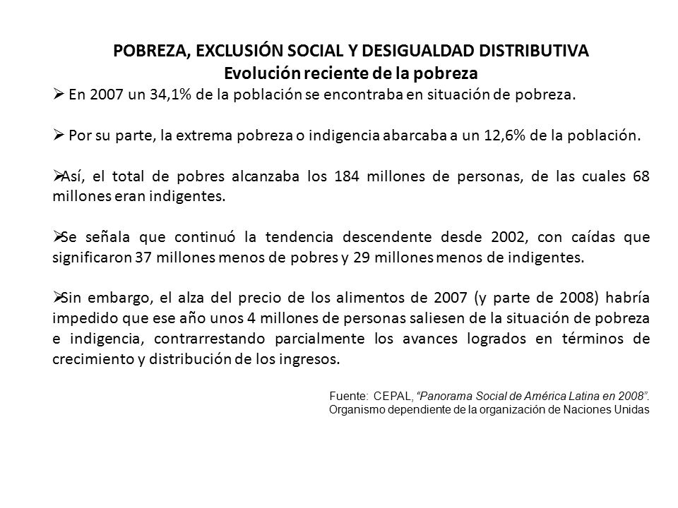 POBREZA, EXCLUSIÓN SOCIAL Y DESIGUALDAD DISTRIBUTIVA