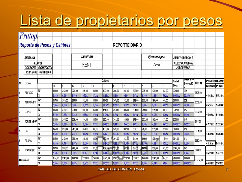 Lista de propietarios por pesos