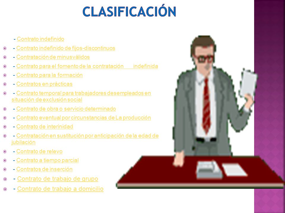 Clasificación - Contrato indefinido - Contrato de trabajo de grupo