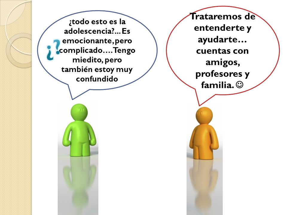 Trataremos de entenderte y ayudarte… cuentas con amigos, profesores y familia. 