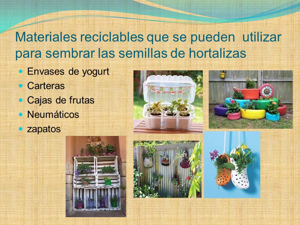 Materiales reciclables que se pueden utilizar para sembrar las semillas de hortalizas