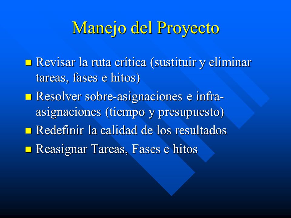 Manejo del Proyecto Revisar la ruta crítica (sustituir y eliminar tareas, fases e hitos)
