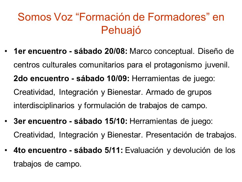 Somos Voz Formación de Formadores en Pehuajó