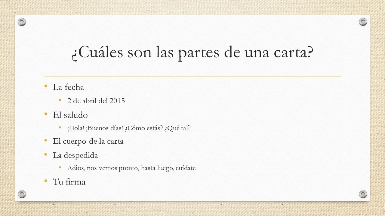 ¿Cuáles son las partes de una carta