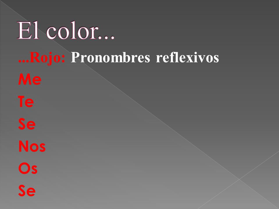 El color Rojo: Pronombres reflexivos Me Te Se Nos Os