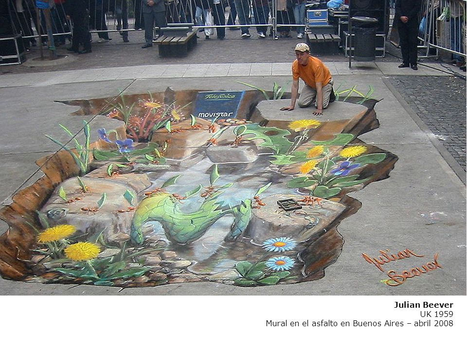 Julian Beever UK 1959 Mural en el asfalto en Buenos Aires – abril 2008
