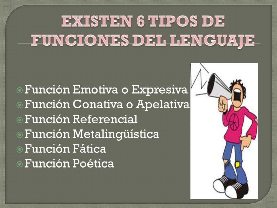 EXISTEN 6 TIPOS DE FUNCIONES DEL LENGUAJE
