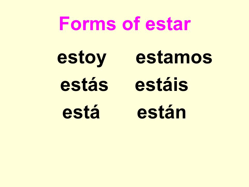 Forms of estar estoy estamos estás estáis está están