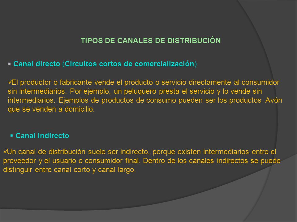 TIPOS DE CANALES DE DISTRIBUCIÓN