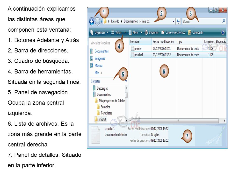 A continuación explicamos las distintas áreas que componen esta ventana: 1.