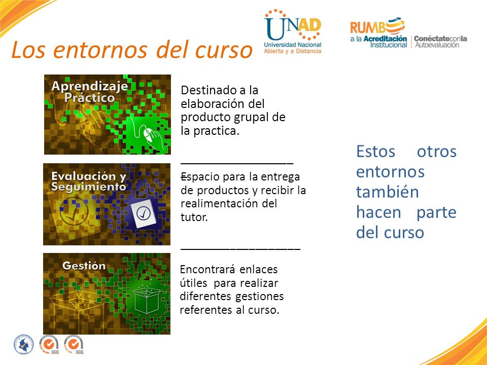 Los entornos del curso Destinado a la elaboración del producto grupal de la practica. __________________.