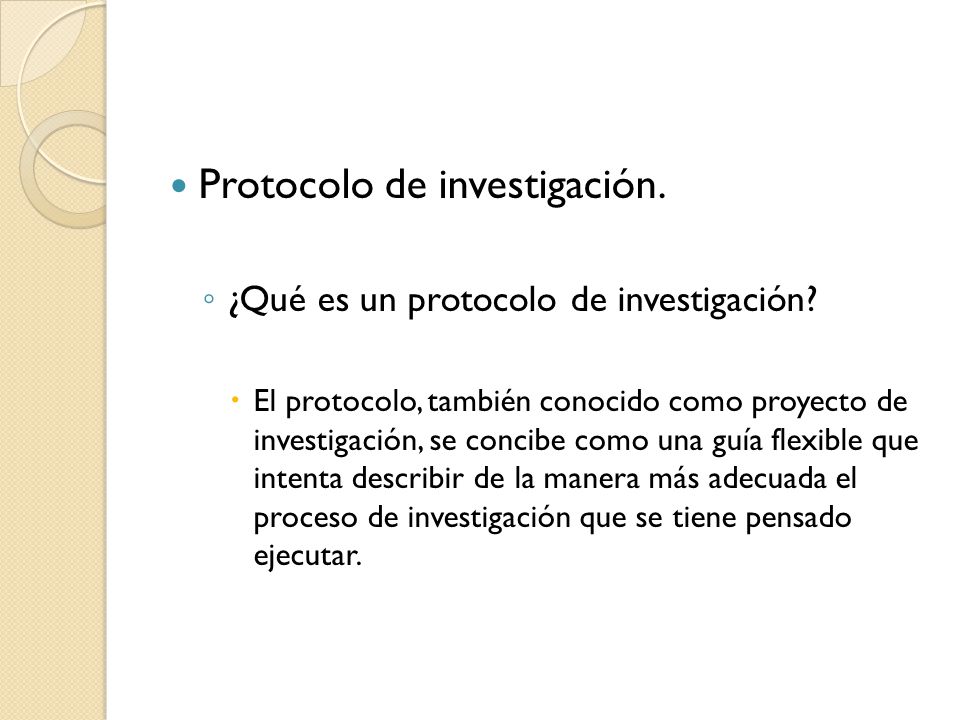 Protocolo de investigación.