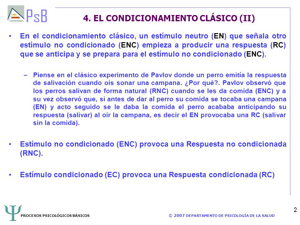 4. EL CONDICIONAMIENTO CLÁSICO (II)
