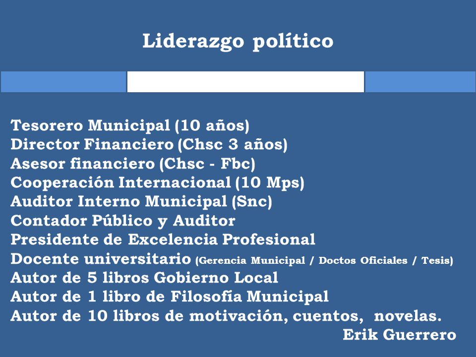 Liderazgo político Tesorero Municipal (10 años)