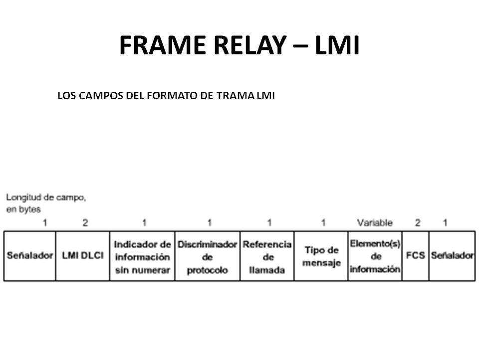 FRAME RELAY – LMI LOS CAMPOS DEL FORMATO DE TRAMA LMI