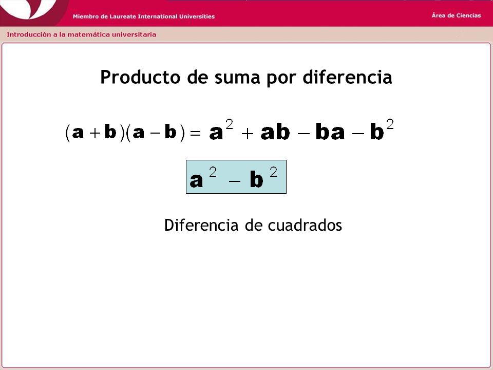 Producto de suma por diferencia