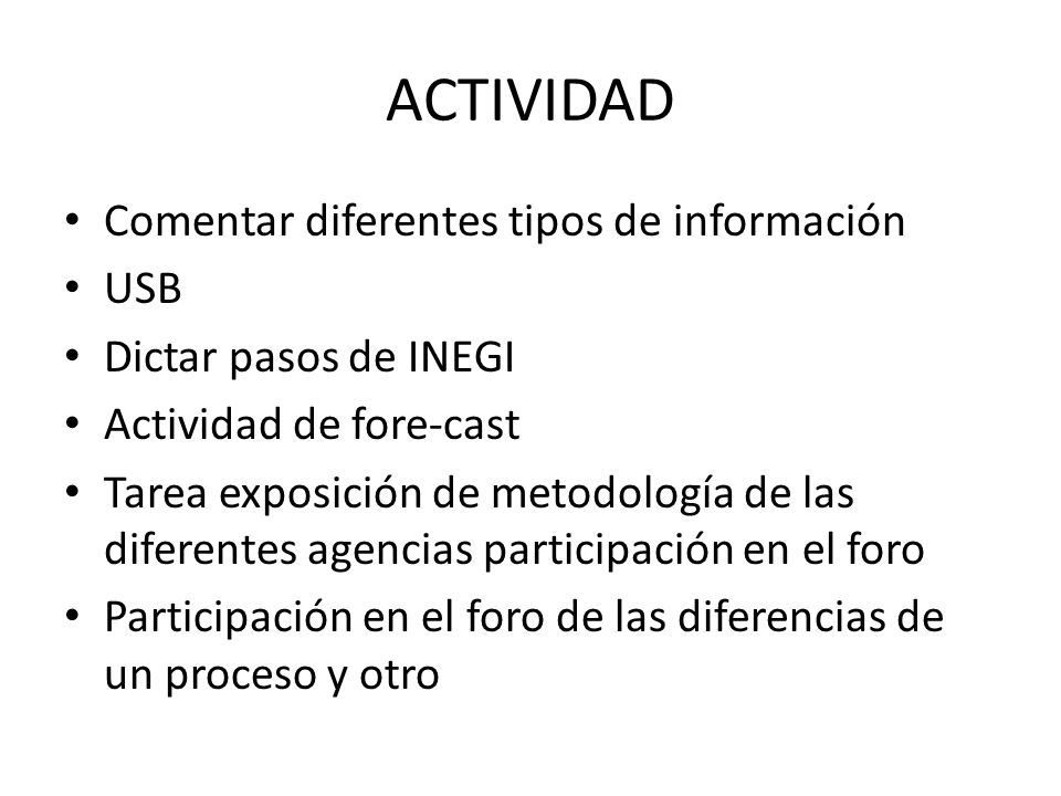 ACTIVIDAD Comentar diferentes tipos de información USB
