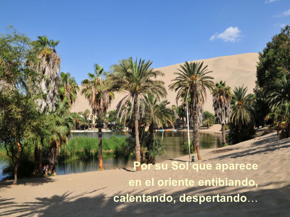 Por su Sol que aparece en el oriente entibiando, calentando, despertando…