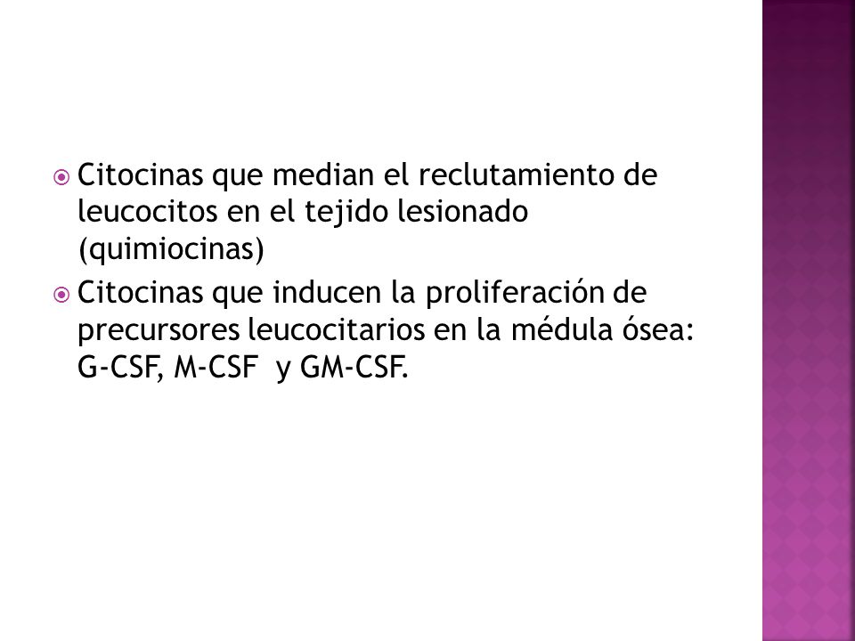 Citocinas que median el reclutamiento de leucocitos en el tejido lesionado (quimiocinas)