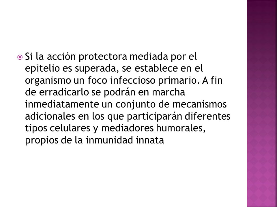Si la acción protectora mediada por el epitelio es superada, se establece en el organismo un foco infeccioso primario.