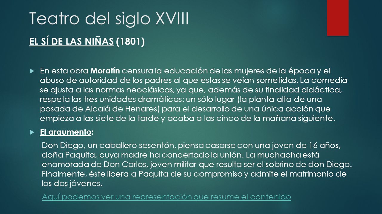 Teatro del siglo XVIII EL SÍ DE LAS NIÑAS (1801)