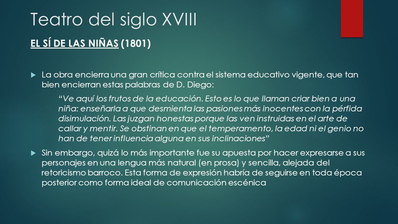 Teatro del siglo XVIII EL SÍ DE LAS NIÑAS (1801)
