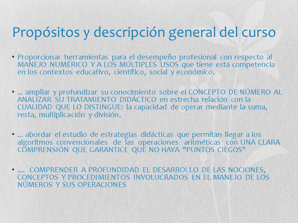 Propósitos y descripción general del curso