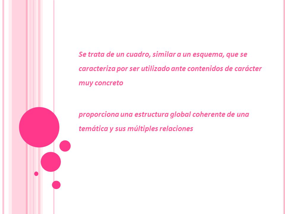 Se trata de un cuadro, similar a un esquema, que se caracteriza por ser utilizado ante contenidos de carácter muy concreto