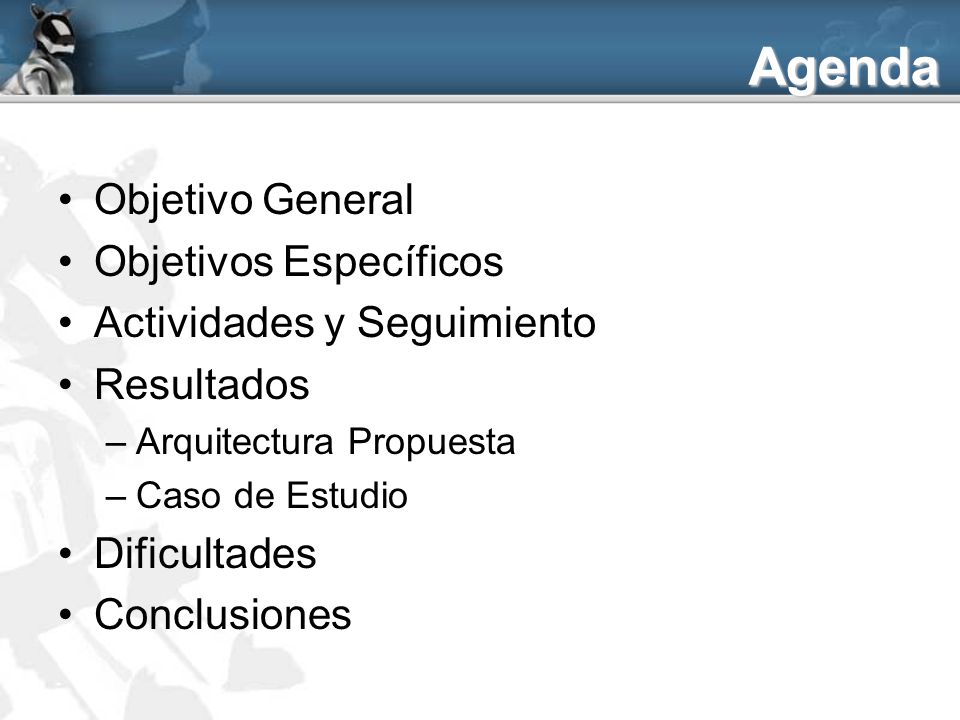 Agenda Objetivo General Objetivos Específicos