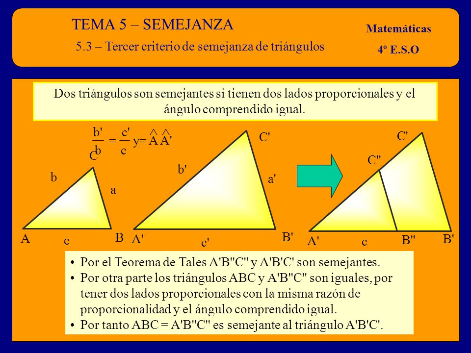TEMA 5 – SEMEJANZA 5.3 – Tercer criterio de semejanza de triángulos